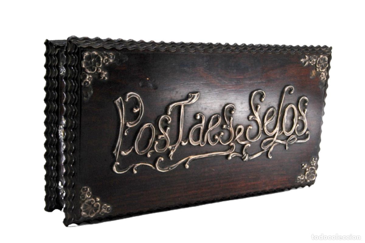 Antig&uuml;edades: Caja de madera y plata para sellos. - Foto 1