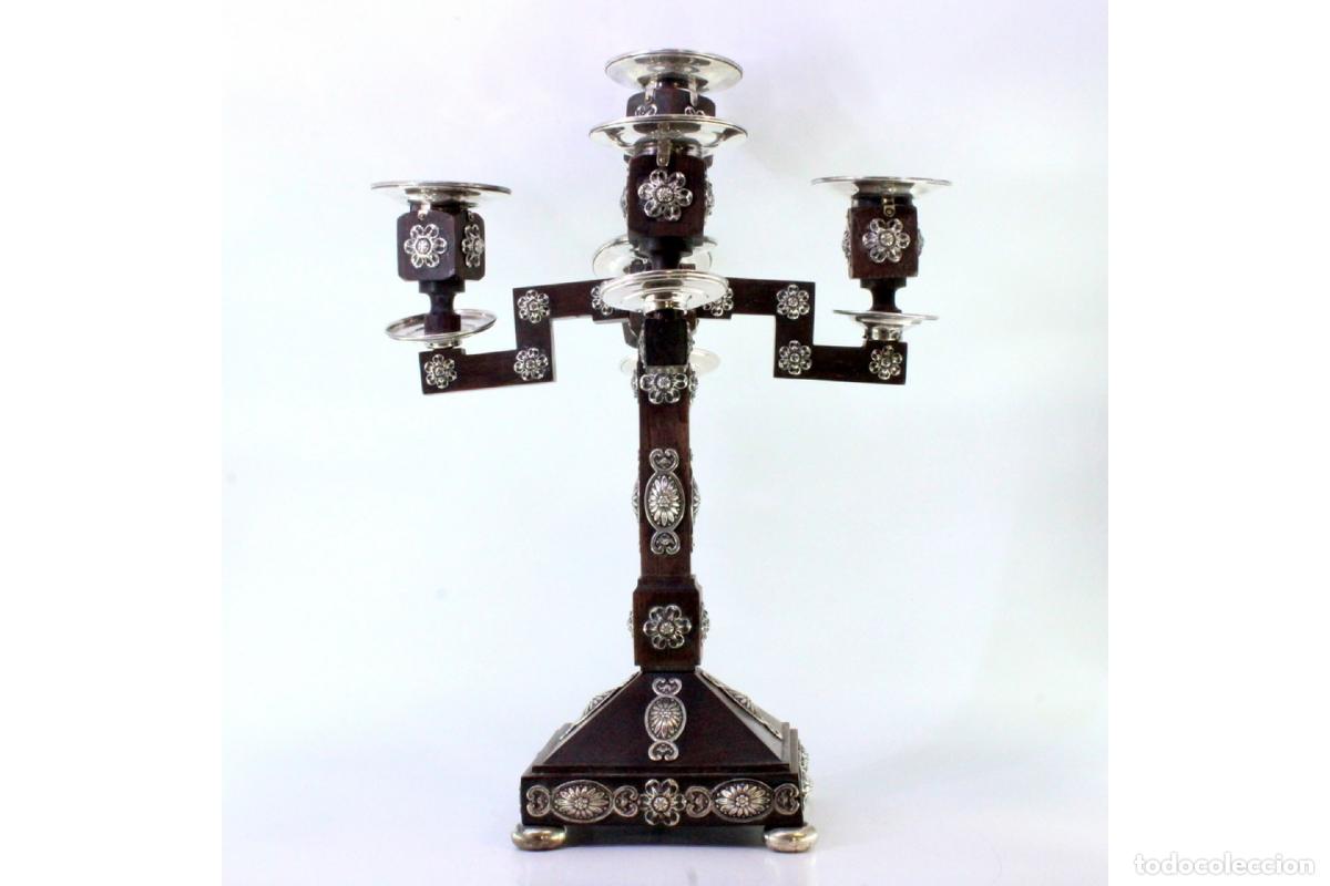 Antig&uuml;edades: Candelabros de madera y plata - Foto 5