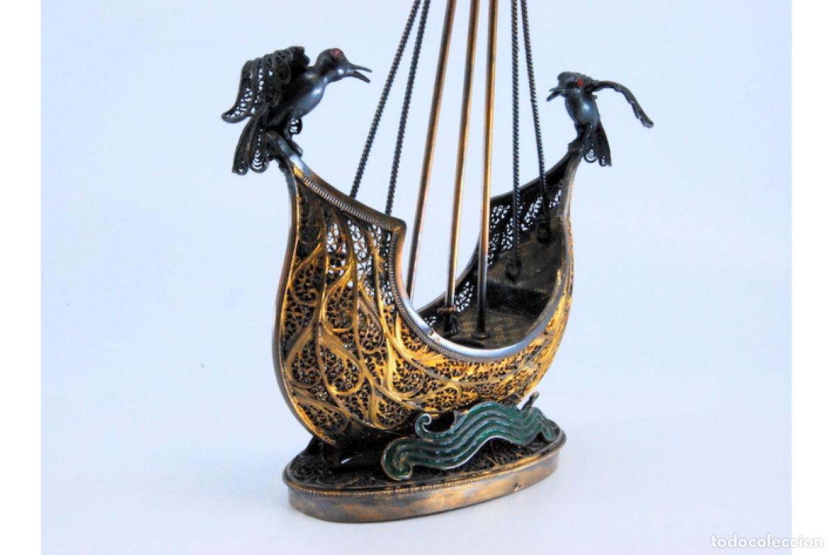 Antig&uuml;edades: Gale&oacute;n de filigrana de plata. - Foto 6