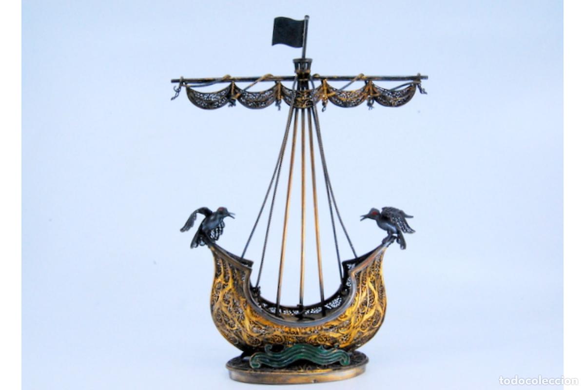 Antig&uuml;edades: Gale&oacute;n de filigrana de plata. - Foto 8