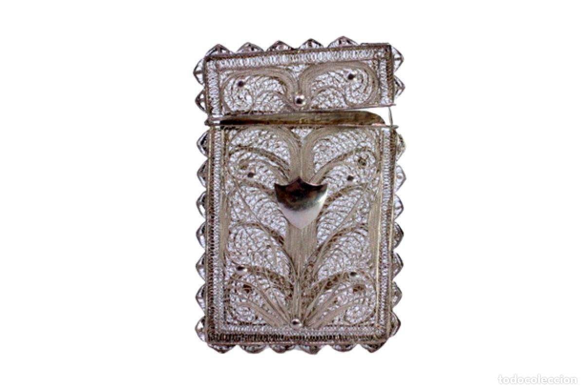Antiques: Caja para tarjetas de visita, de filigrana de plata.
