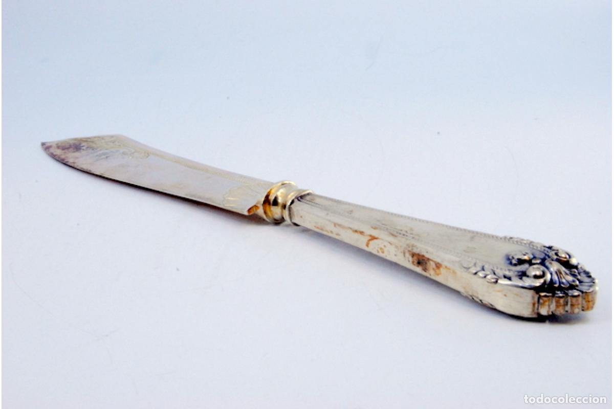 Antig&uuml;edades: Cuchillo para queso de plata chapada en oro - Foto 3