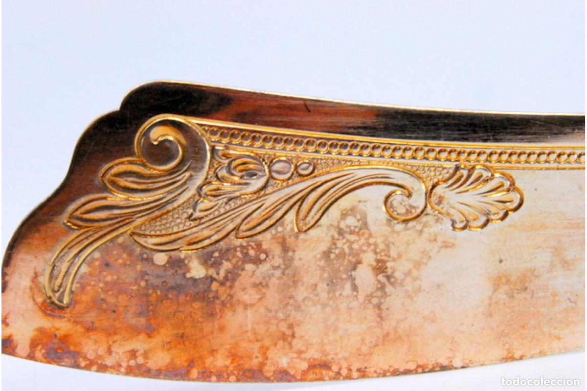 Antig&uuml;edades: Cuchillo para queso de plata chapada en oro - Foto 5