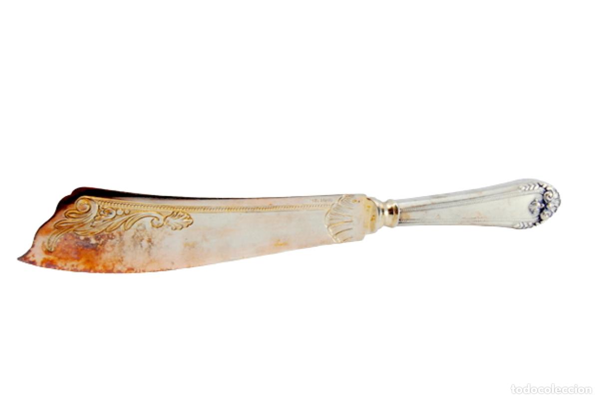 Antig&uuml;edades: Cuchillo para queso de plata chapada en oro - Foto 1