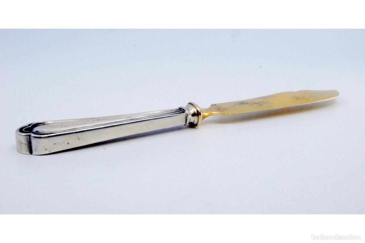 Antig&uuml;edades: Cuchillo para queso de plata chapada en oro - Foto 2