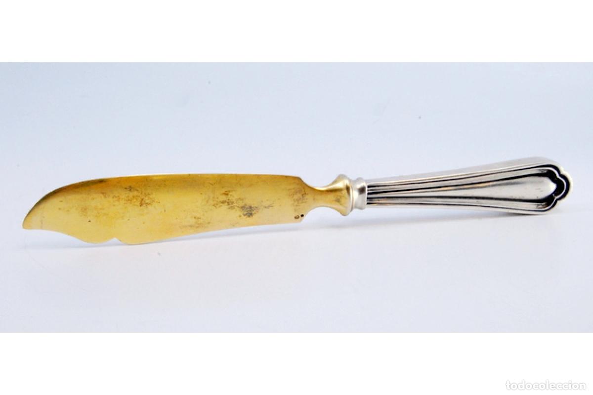 Antig&uuml;edades: Cuchillo para queso de plata chapada en oro - Foto 3