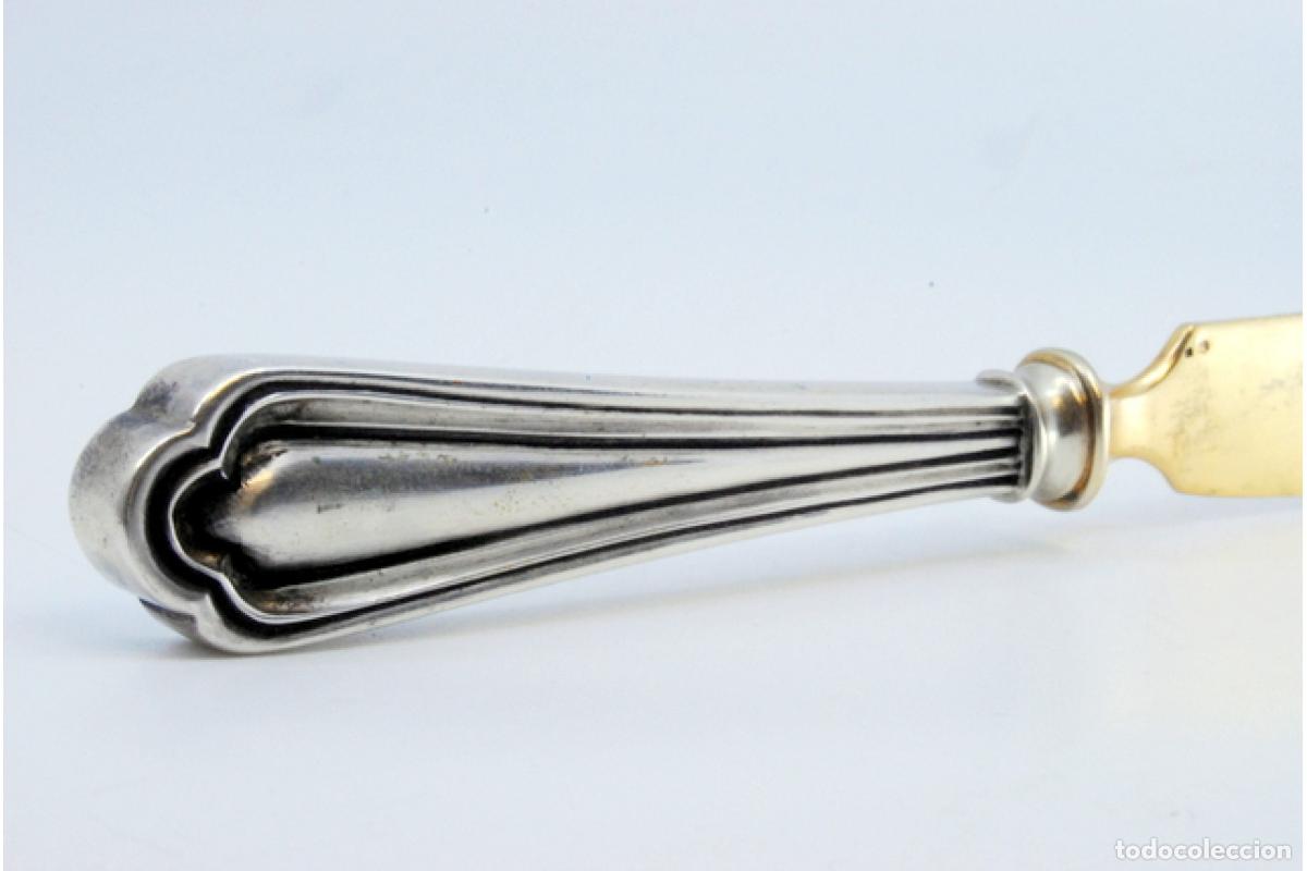 Antig&uuml;edades: Cuchillo para queso de plata chapada en oro - Foto 4