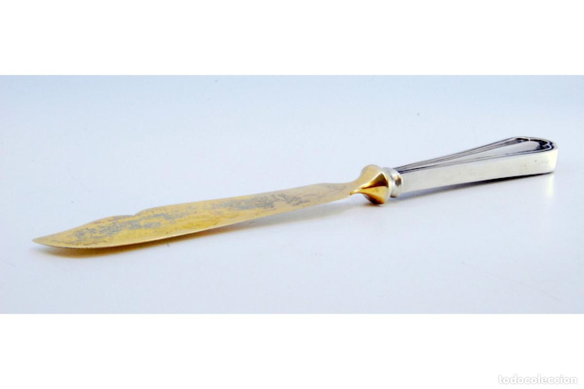Antig&uuml;edades: Cuchillo para queso de plata chapada en oro - Foto 5