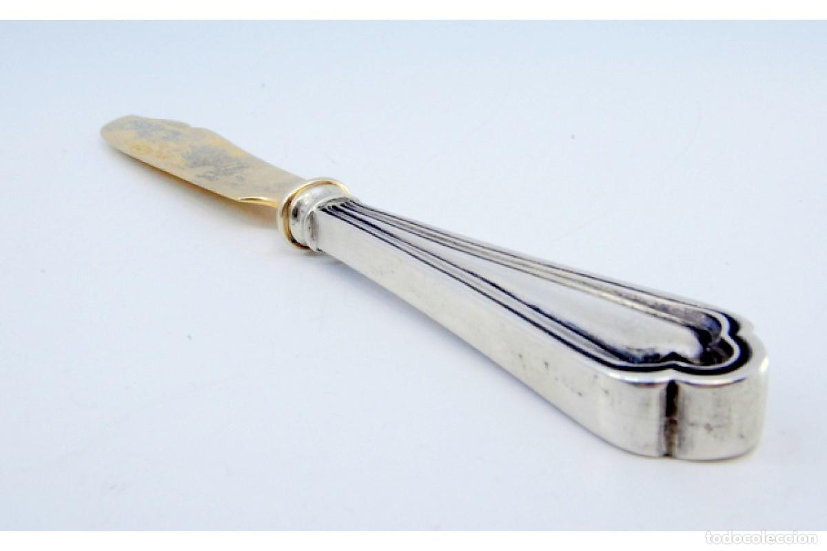 Antig&uuml;edades: Cuchillo para queso de plata chapada en oro - Foto 6