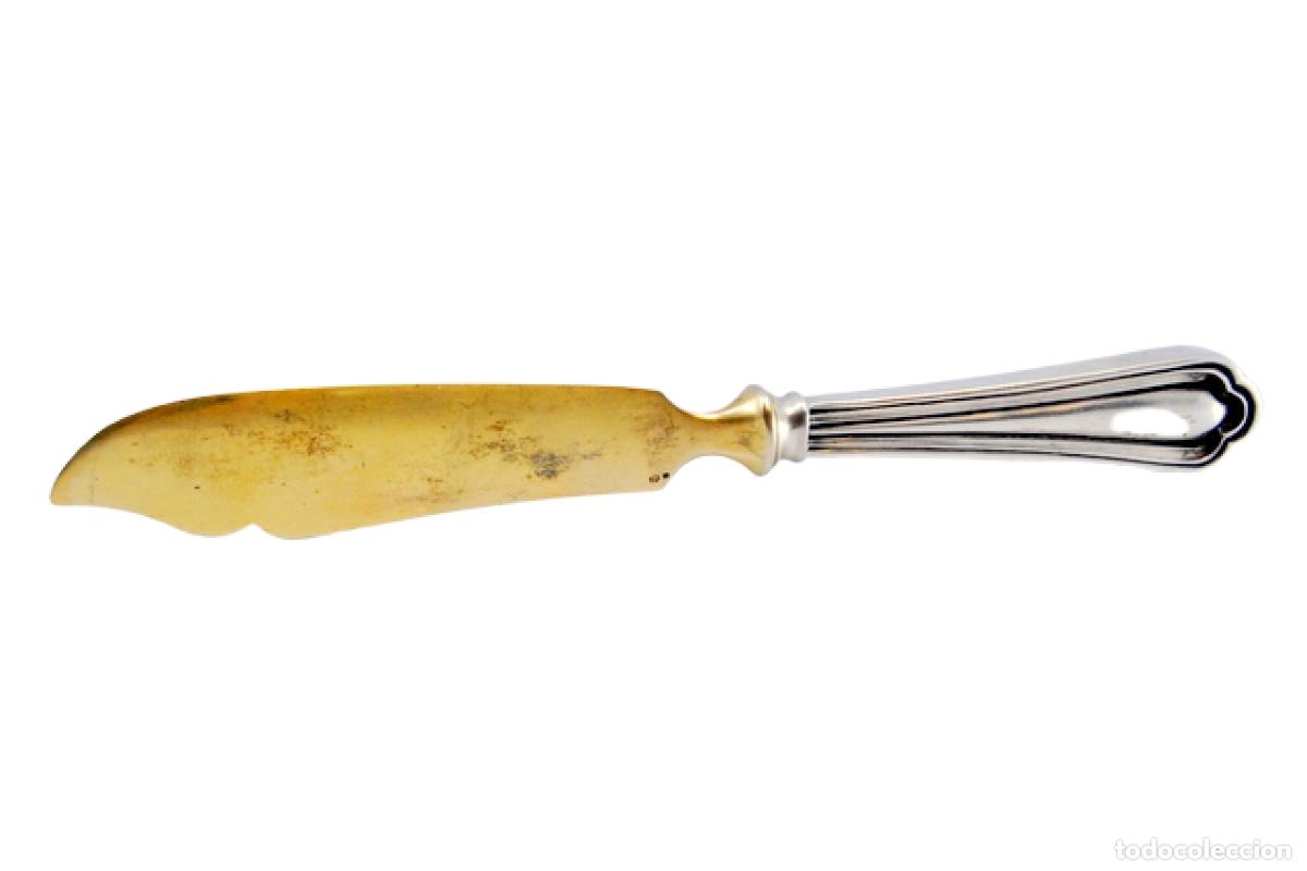 Antig&uuml;edades: Cuchillo para queso de plata chapada en oro - Foto 1