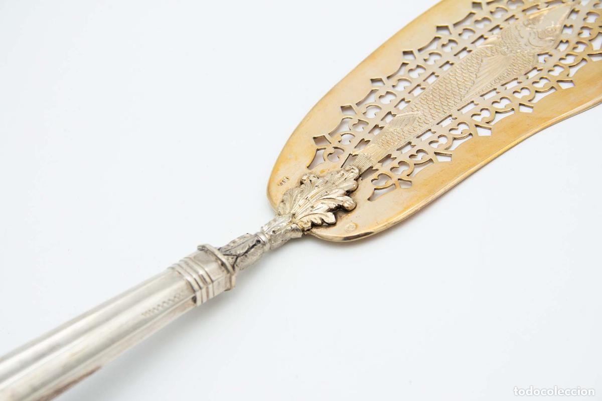 Antig&uuml;edades: Cuchillo de plata dorada para pescado - Foto 2