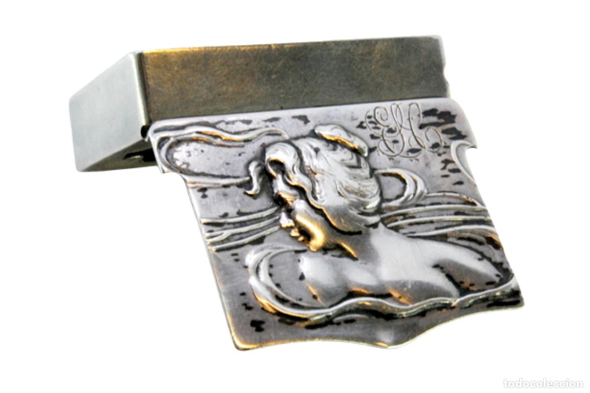 Antiques: Caja de cerillas de plata - Art Nouveau