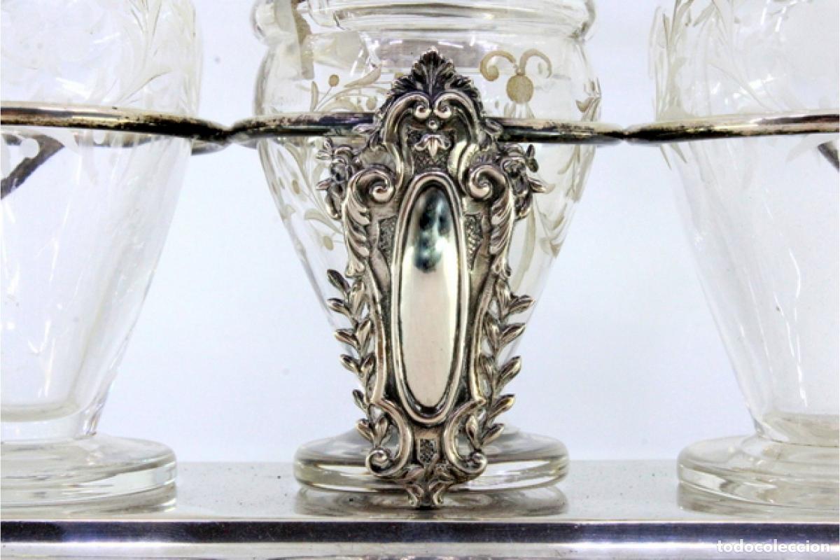 Antig&uuml;edades: Juego de vinagreras de plata - Foto 3