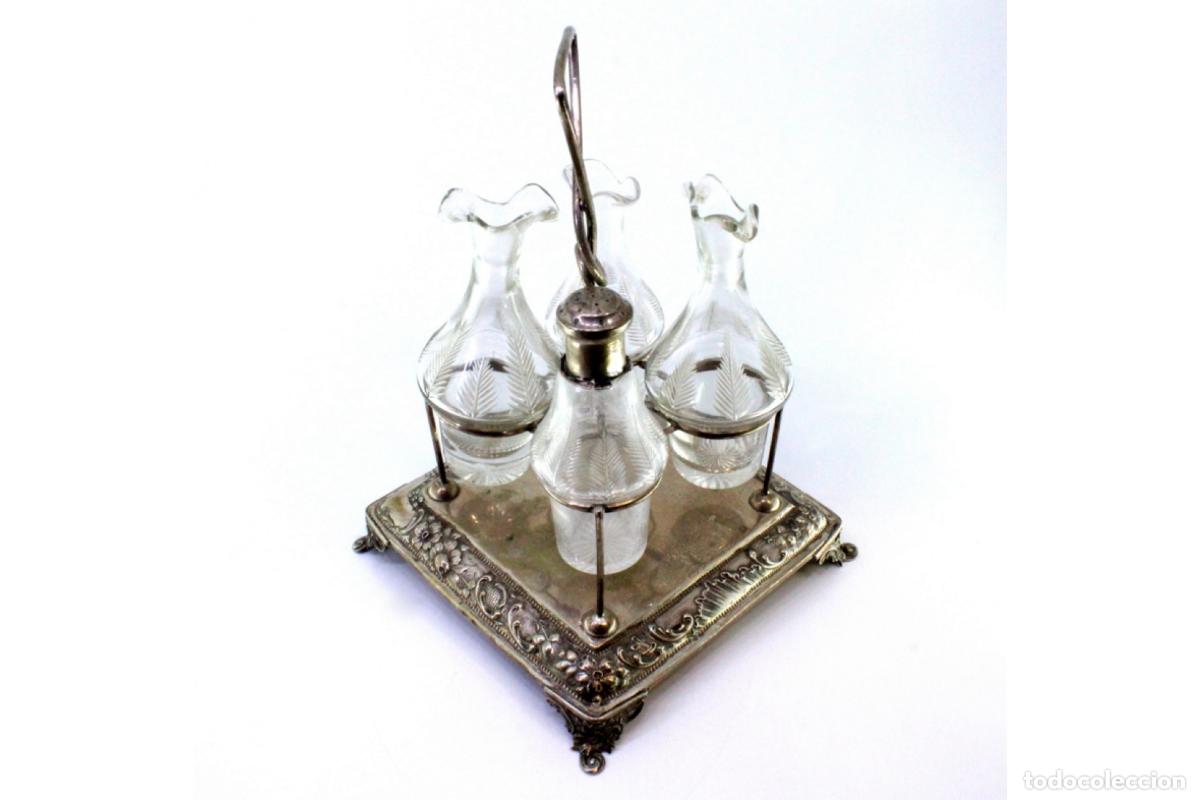 Antig&uuml;edades: Juego de vinagreras de plata - Foto 2