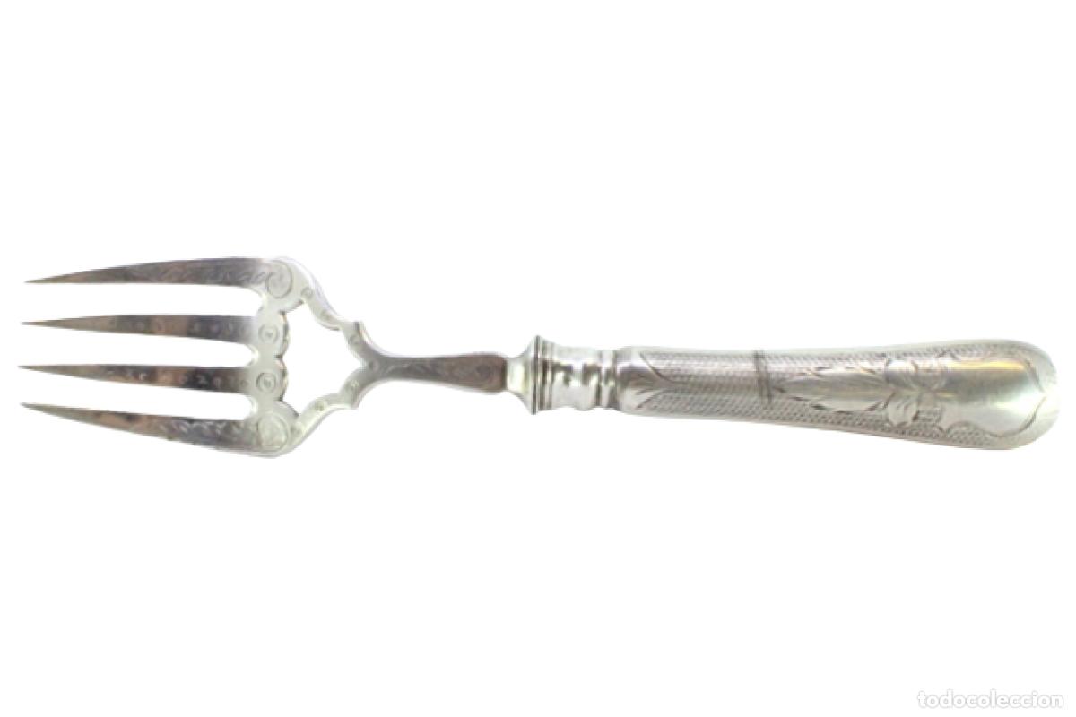 Antig&uuml;edades: Tenedor de plata para servir pescado - Foto 1
