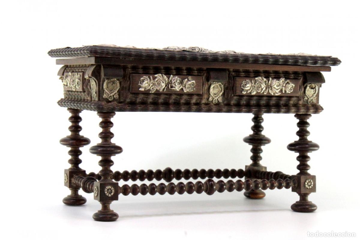 Antig&uuml;edades: Joyero, hecho de madera y plata. - Foto 2