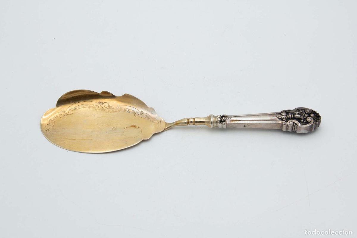 Antig&uuml;edades: Esp&aacute;tula de plata para servir postres. - Foto 1