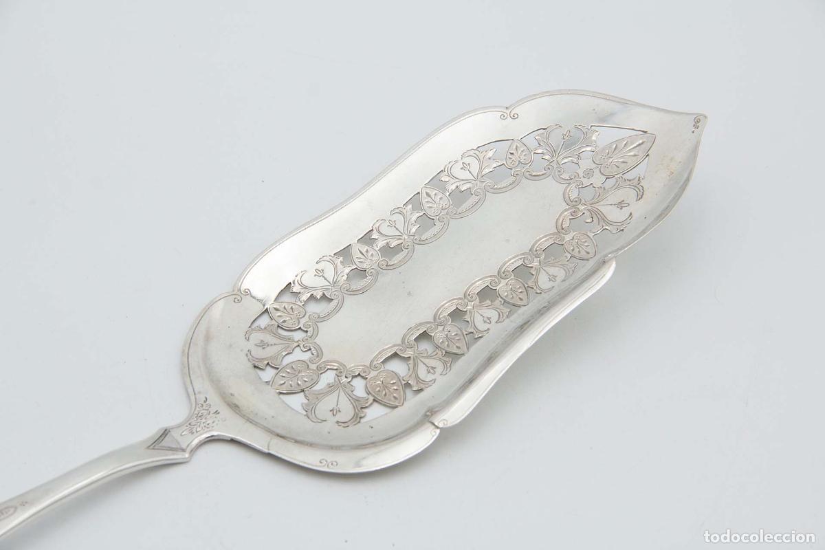 Antig&uuml;edades: Esp&aacute;tula de plata para postres. - Foto 2