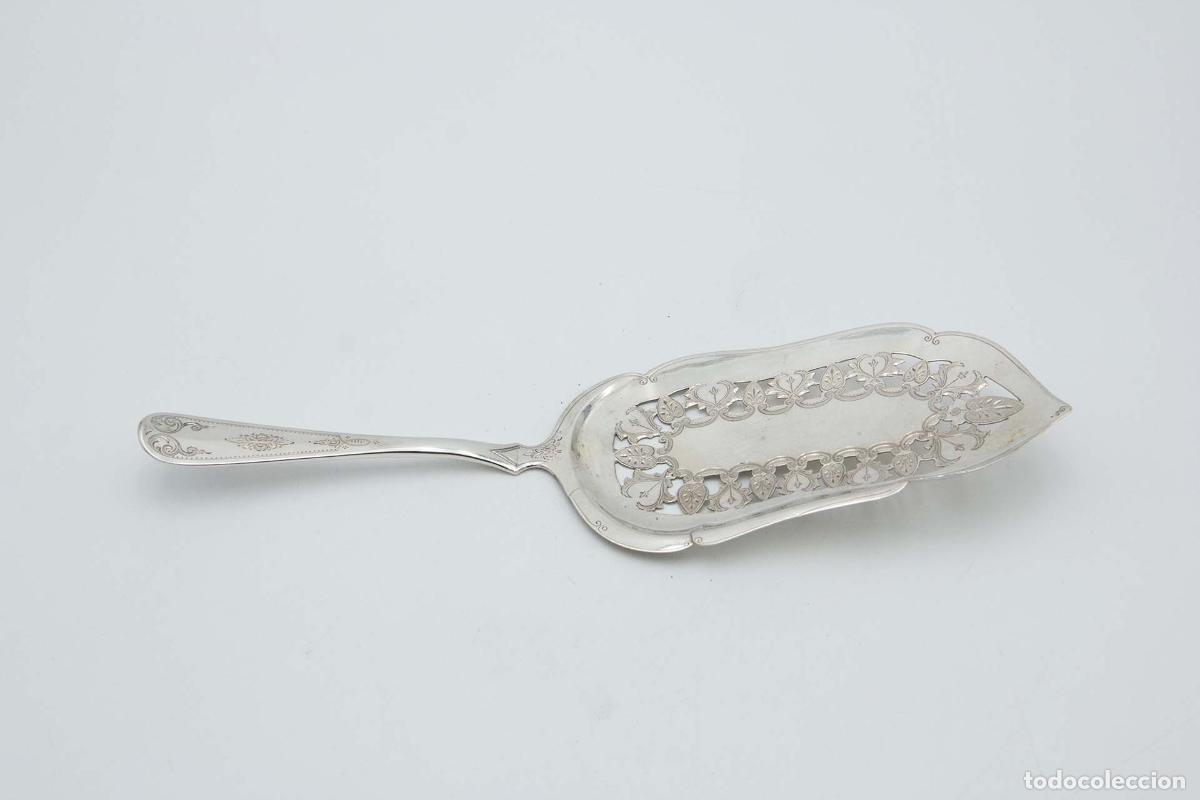 Antig&uuml;edades: Esp&aacute;tula de plata para postres. - Foto 1