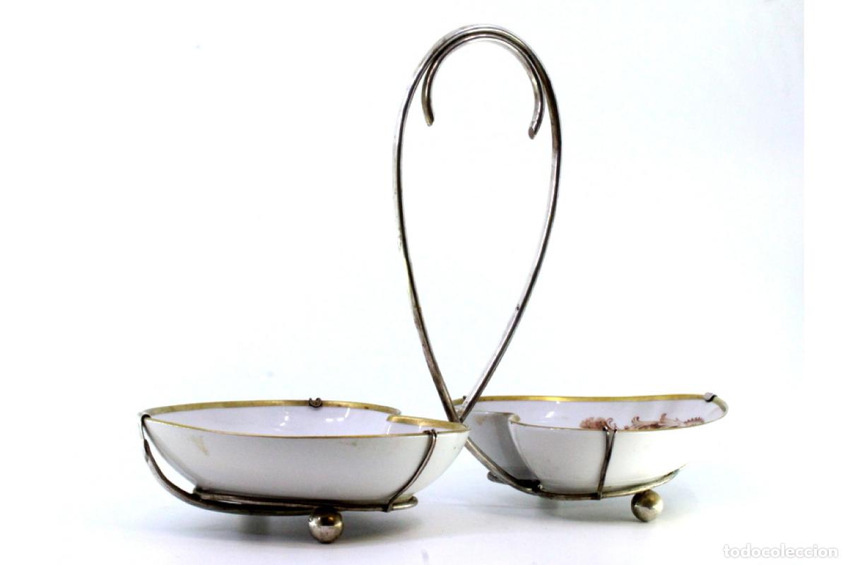 Antig&uuml;edades: Especiero de porcelana y plata - Foto 8