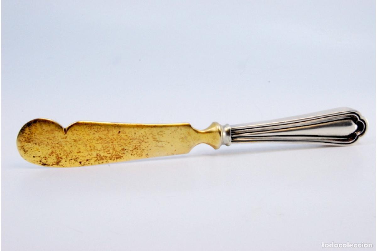 Antig&uuml;edades: Cuchillo de mantequilla de plata dorada - Foto 5
