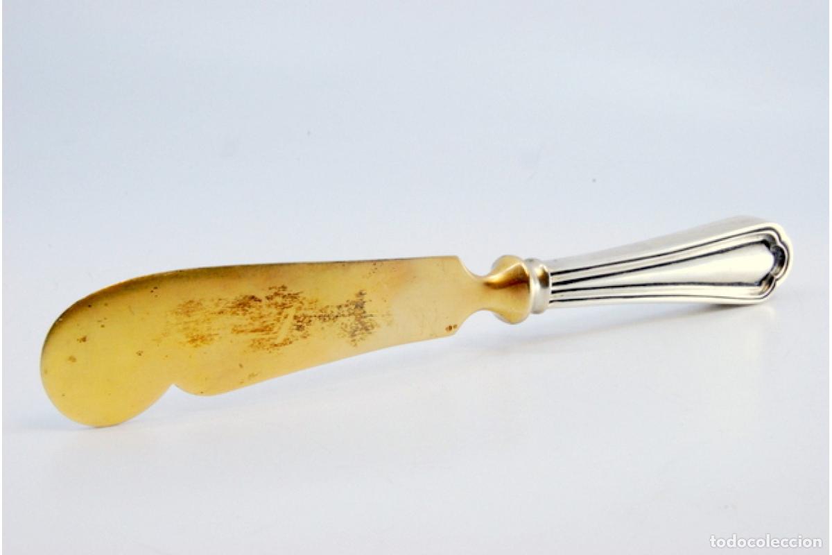 Antig&uuml;edades: Cuchillo de mantequilla de plata dorada - Foto 7