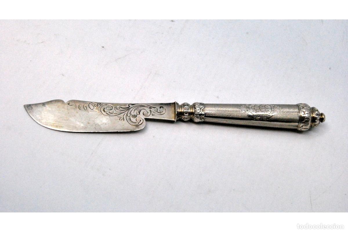 Antig&uuml;edades: Cuchillo de mantequilla de plata - Foto 3