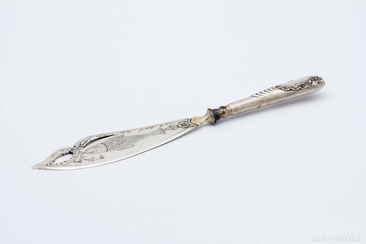 Antig&uuml;edades: Cuchillo de plata, para pescar - Foto 1