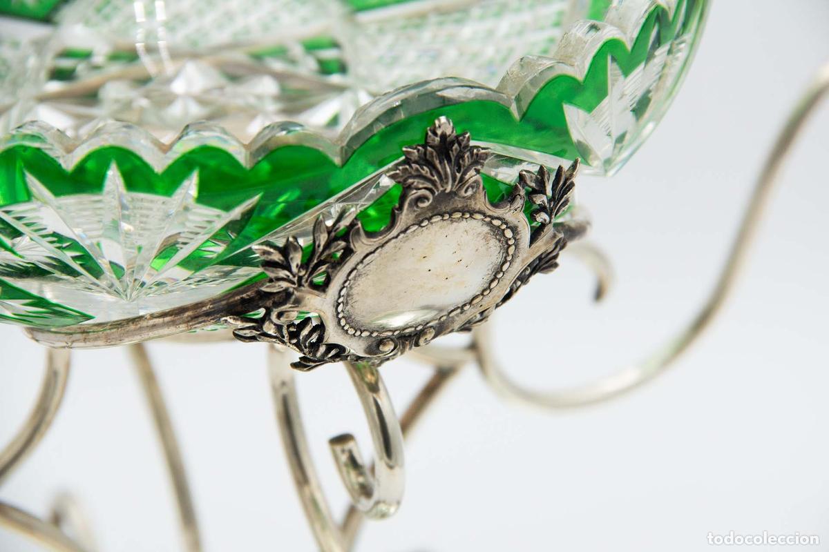 Antig&uuml;edades: maceta de cristal y plata - Foto 3