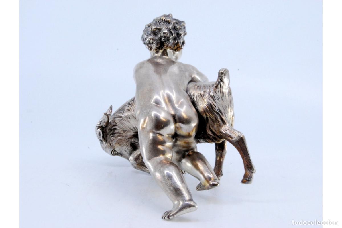 Antig&uuml;edades: Putti con animal, en plata - Foto 4
