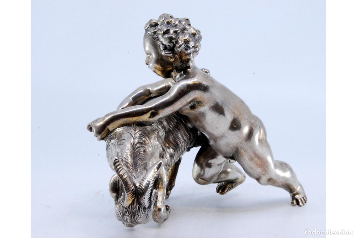 Antig&uuml;edades: Putti con animal, en plata - Foto 5
