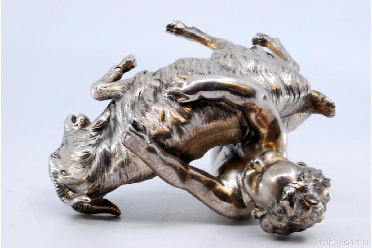 Antig&uuml;edades: Putti con animal, en plata - Foto 6