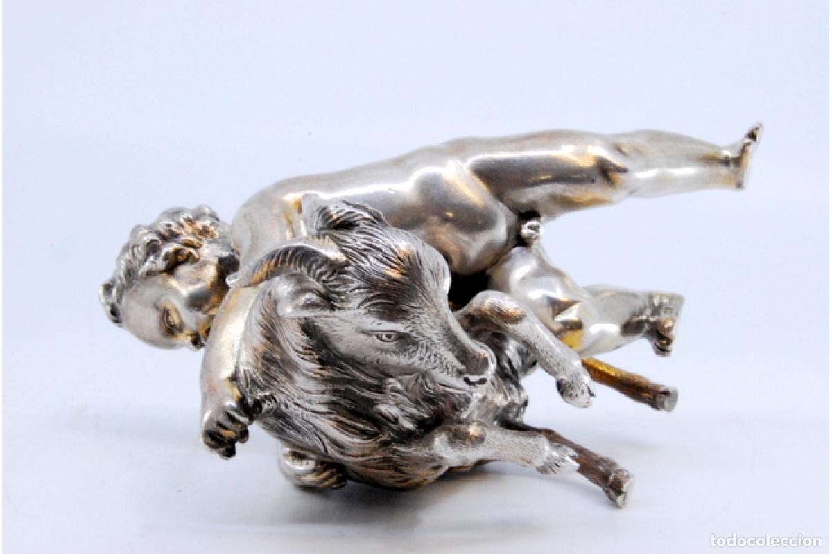 Antig&uuml;edades: Putti con animal, en plata - Foto 8
