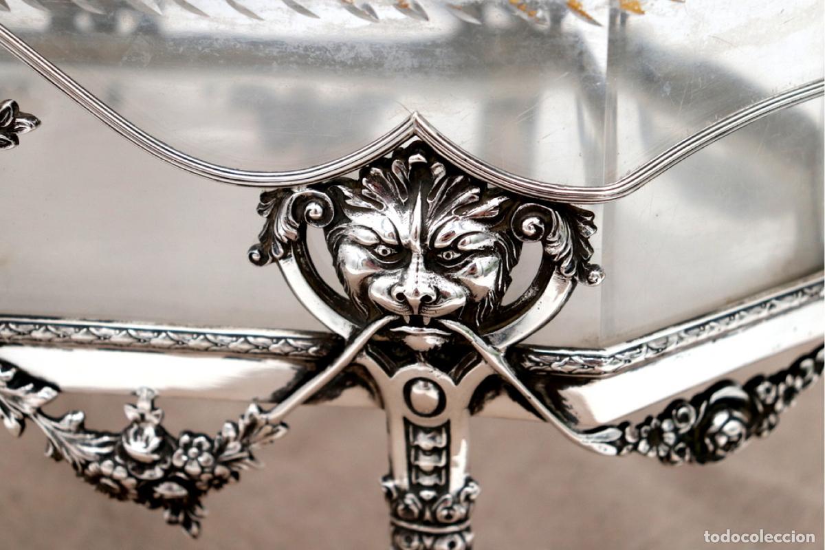 Antig&uuml;edades: maceta de cristal y plata - Foto 4