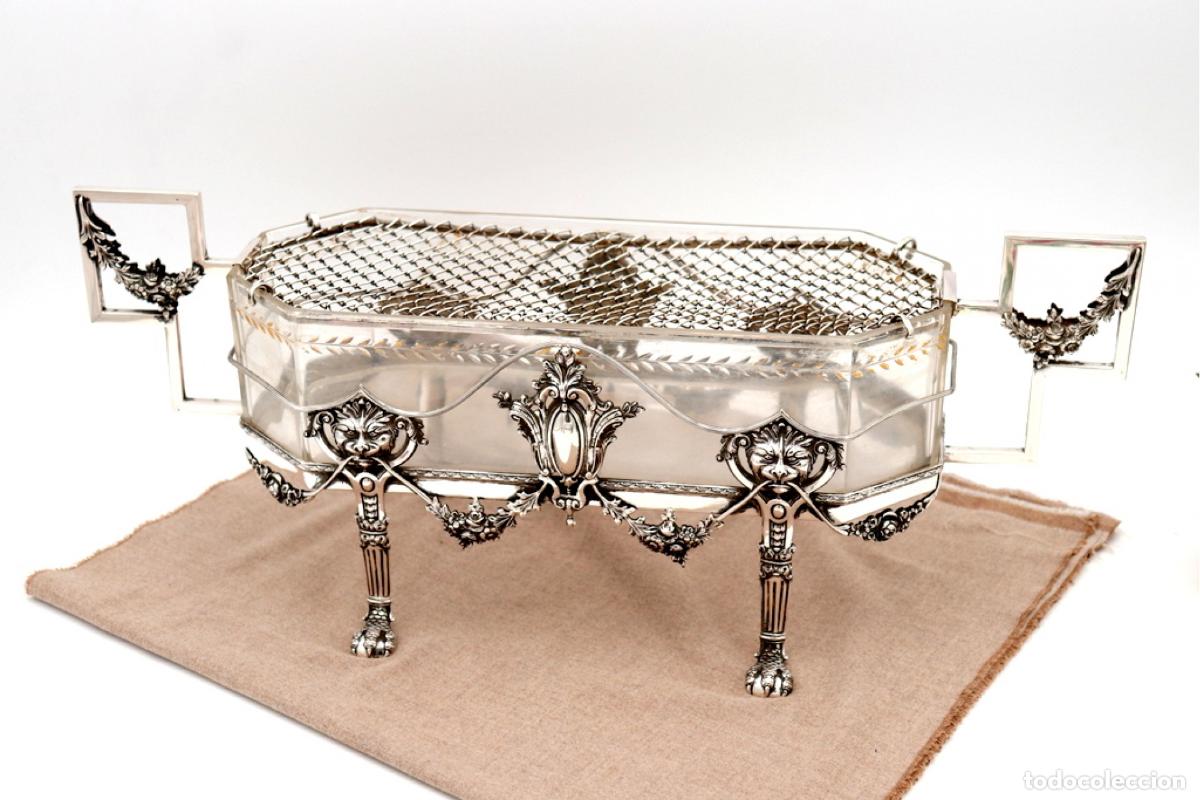 Antig&uuml;edades: maceta de cristal y plata - Foto 7