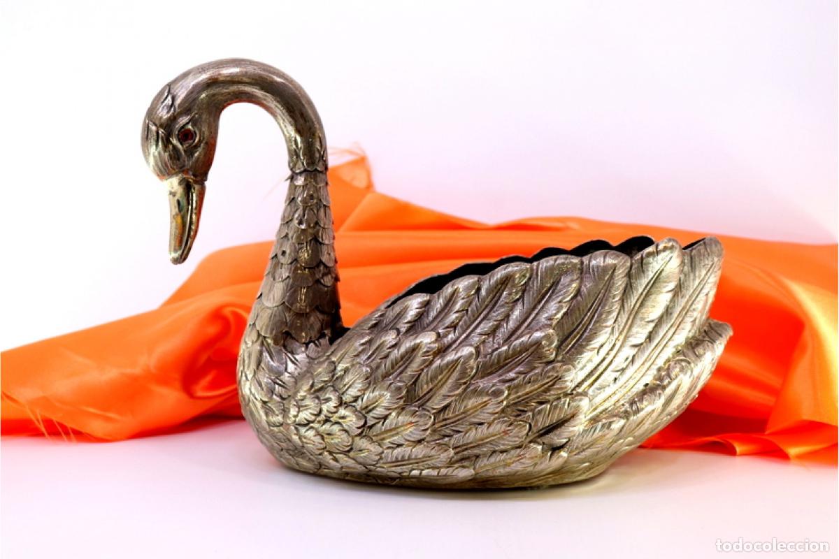 Antig&uuml;edades: Maceta de plata con forma de cisne. - Foto 3