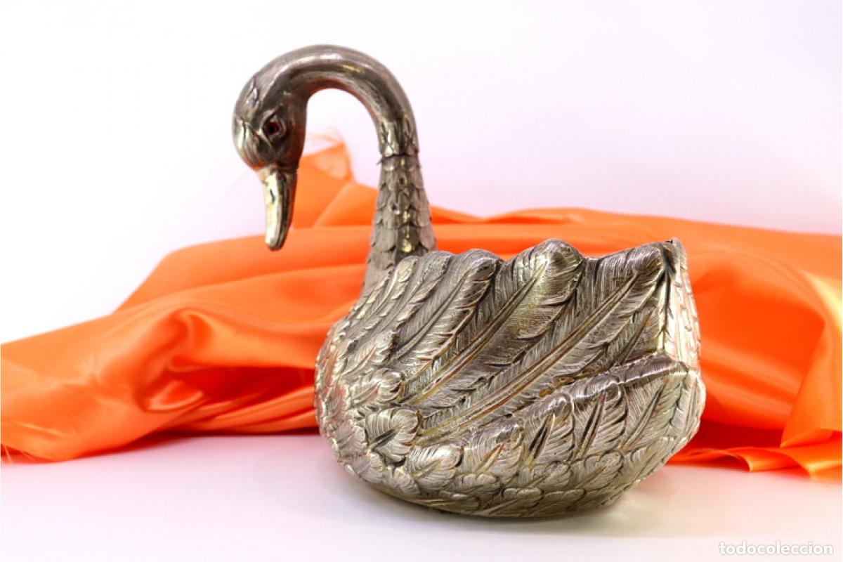 Antig&uuml;edades: Maceta de plata con forma de cisne. - Foto 6