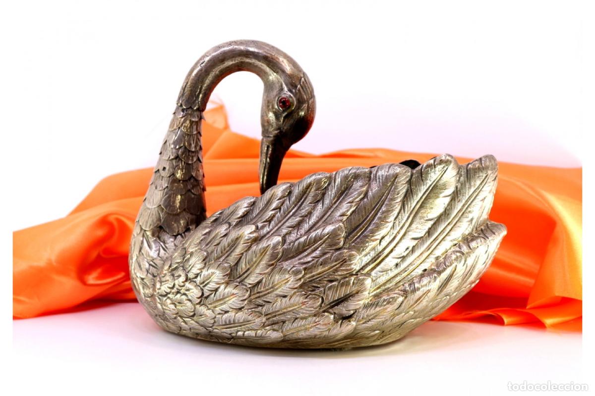 Antig&uuml;edades: Maceta de plata con forma de cisne. - Foto 8