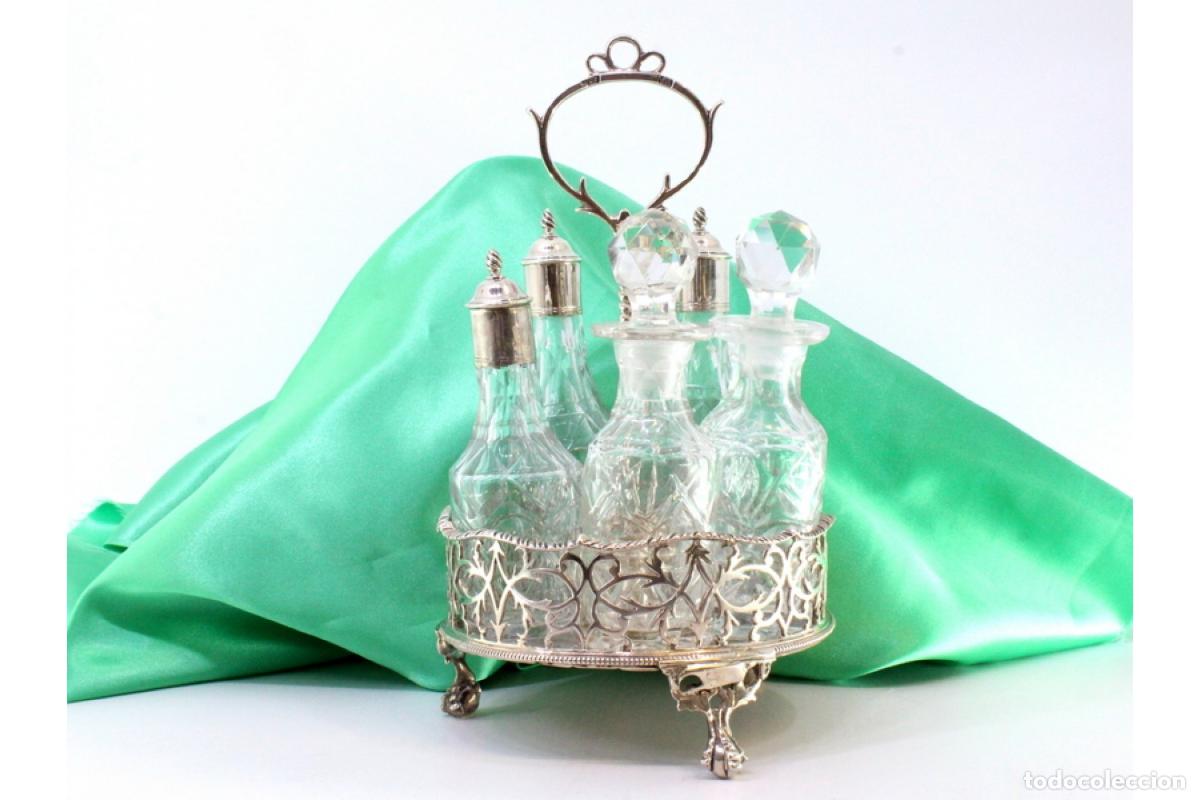 Antig&uuml;edades: Juego de vinagreras de plata - Foto 4