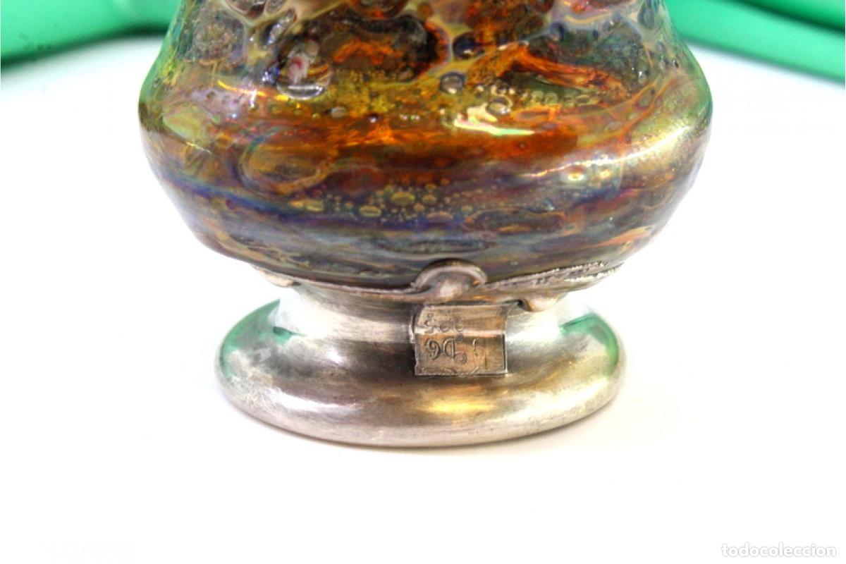 Antig&uuml;edades: Frasco de perfume, hecho de vidrio y plata. - Foto 2