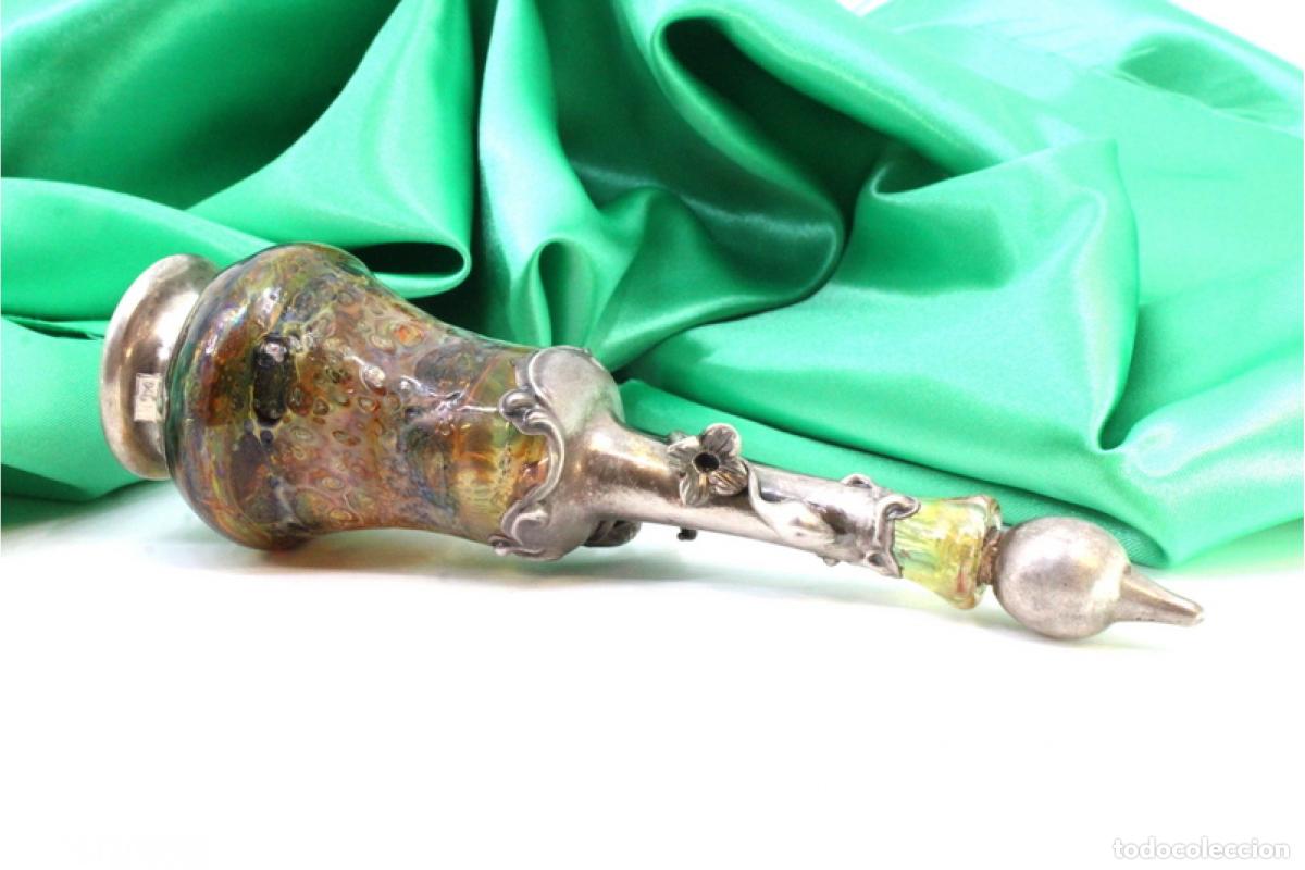 Antig&uuml;edades: Frasco de perfume, hecho de vidrio y plata. - Foto 3