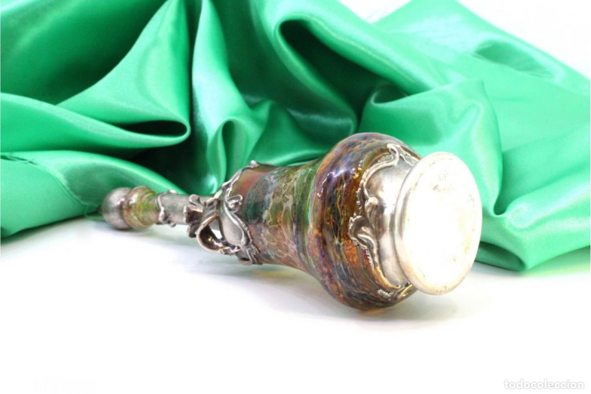 Antig&uuml;edades: Frasco de perfume, hecho de vidrio y plata. - Foto 4