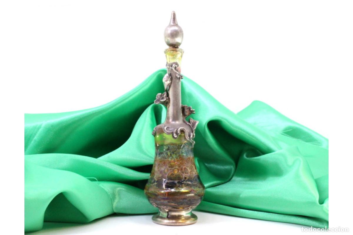 Antig&uuml;edades: Frasco de perfume, hecho de vidrio y plata. - Foto 1