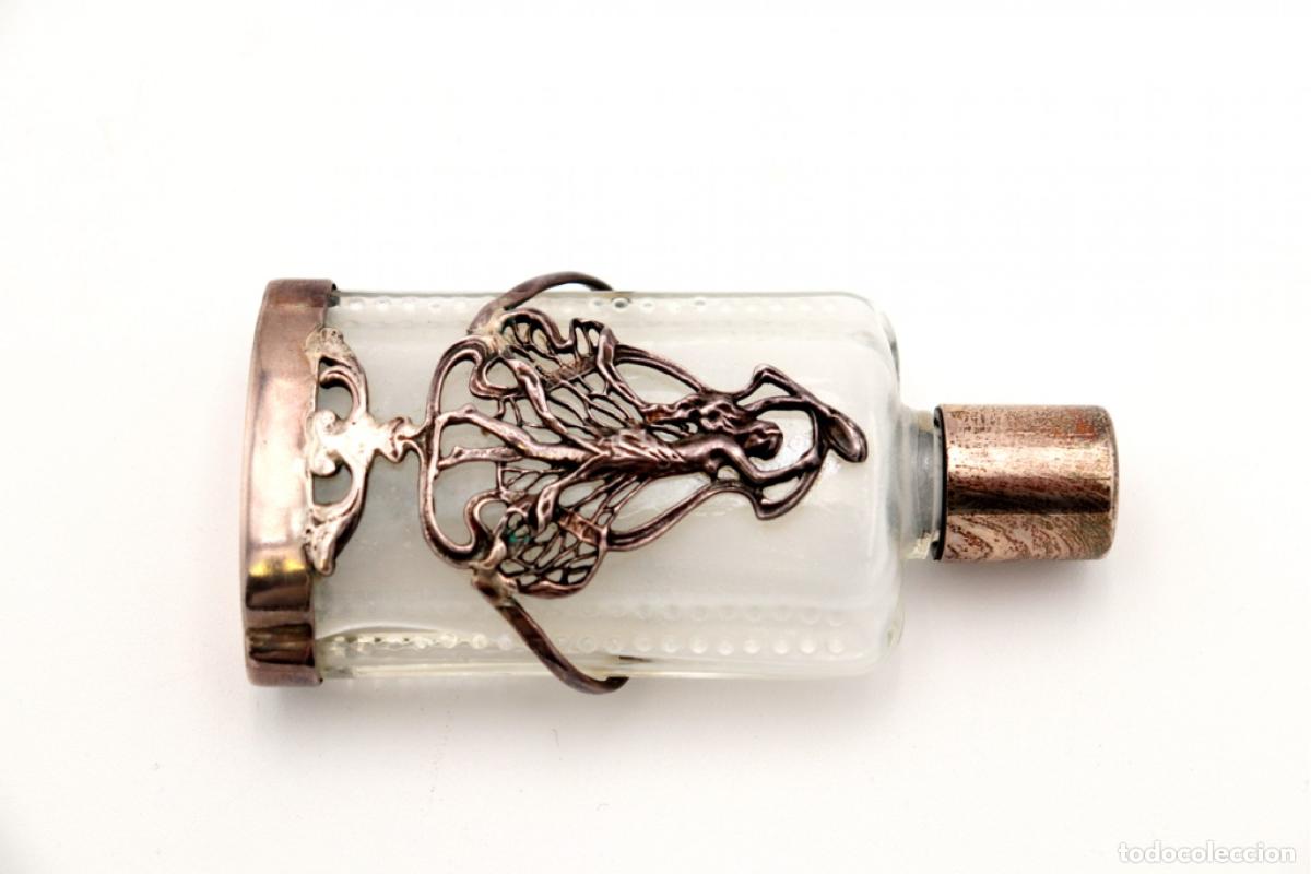 Antig&uuml;edades: Frasco de perfume, hecho de vidrio y plata. - Foto 3