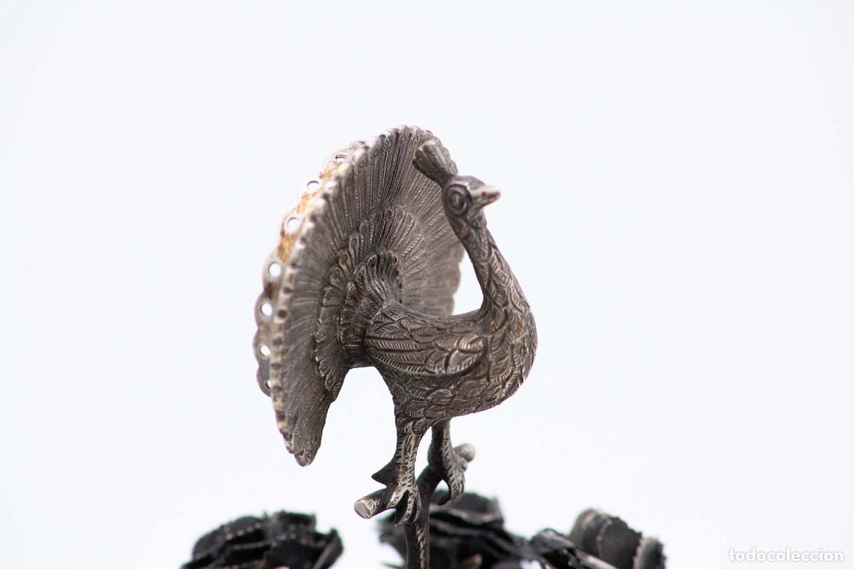 Antig&uuml;edades: Palillero de plata - Pavo real - Foto 3
