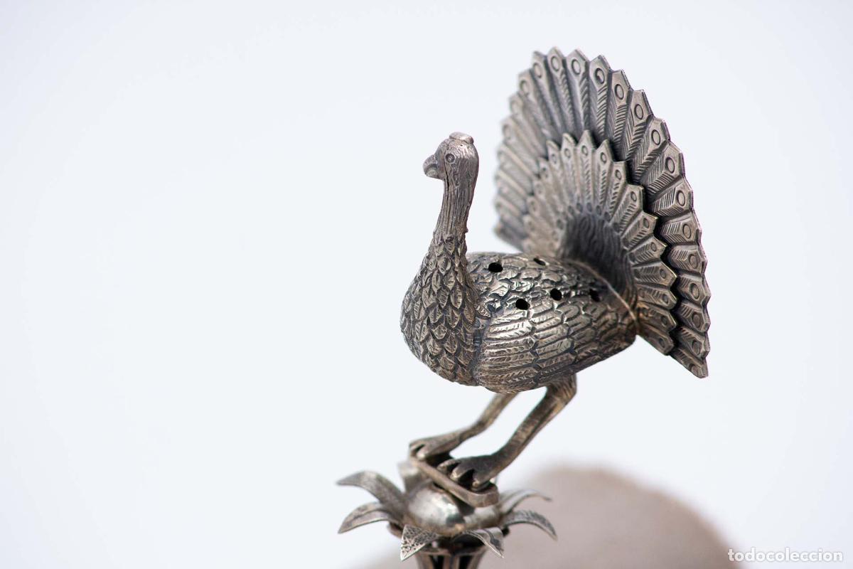 Antig&uuml;edades: Palillero de plata - Pavo real - Foto 3