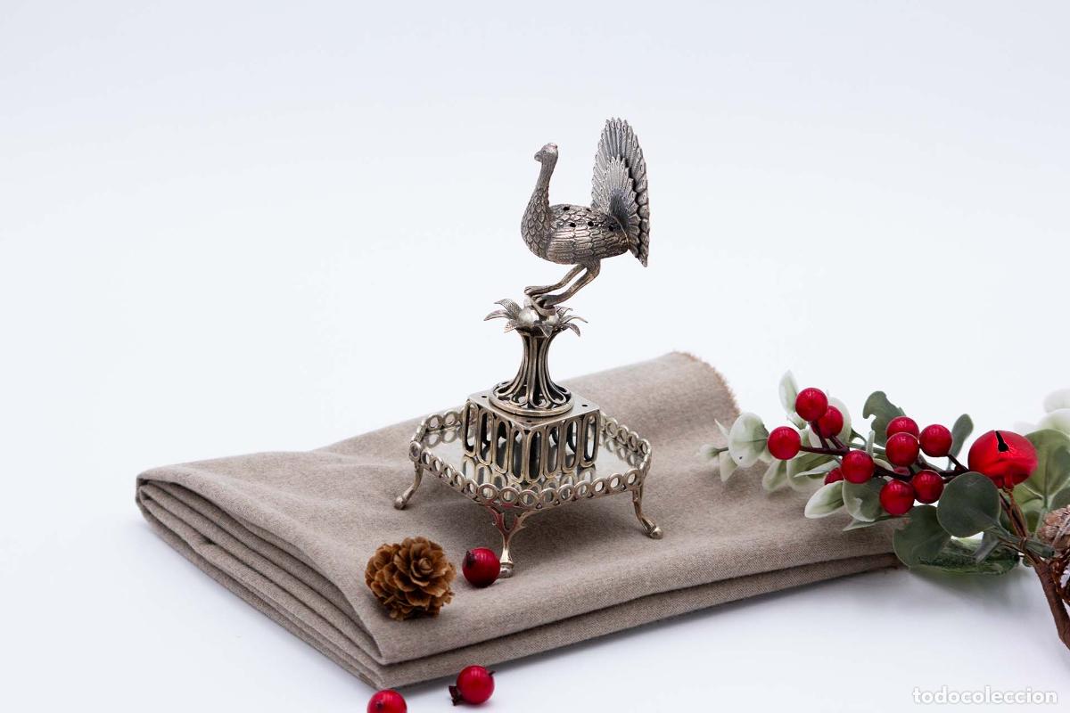 Antig&uuml;edades: Palillero de plata - Pavo real - Foto 1