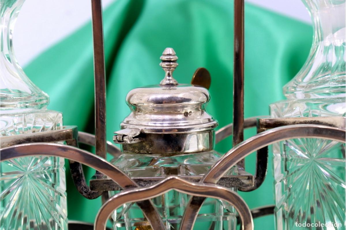 Antig&uuml;edades: Juego de vinagreras de plata - Foto 2