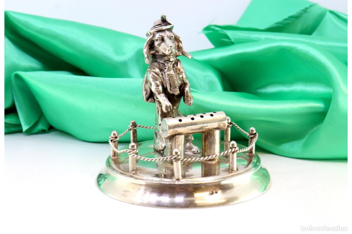 Antig&uuml;edades: Soporte de plata para palillos de dientes - Perro - Foto 1