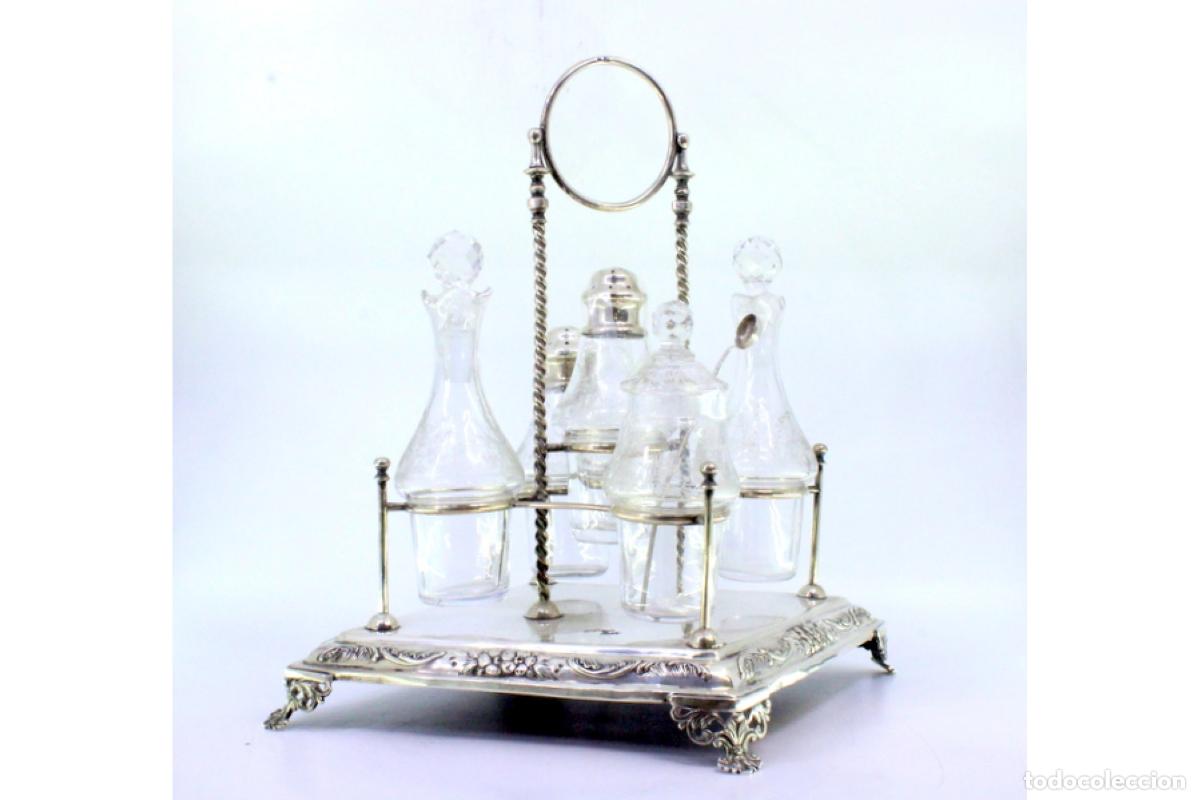 Antig&uuml;edades: Juego de vinagreras de plata - Foto 4